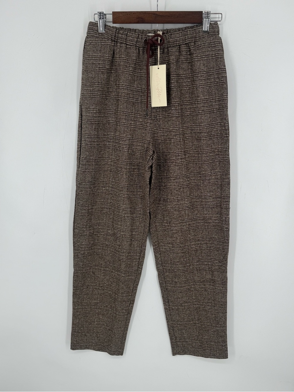 Allie Rose Boutique Fall Plaid Neutral Stretch Dress Pants Size Small NWT
